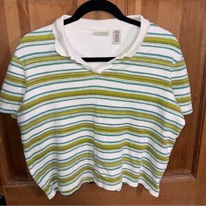 🌼 Classic Garments Striped Polo Tee — Youth Large (14–16)
